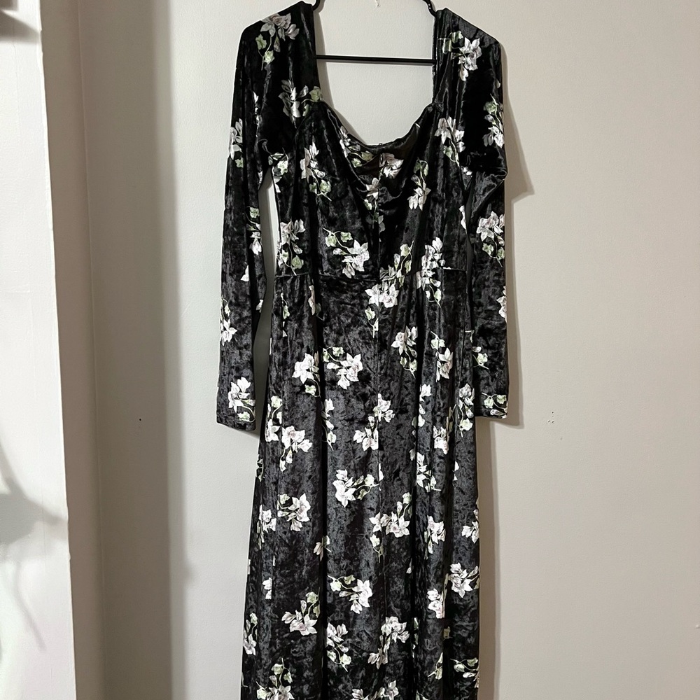 Anthropologie Hutch Velvet Square Neck Floral Midi Dress Sz XL - Picture 7 of 10